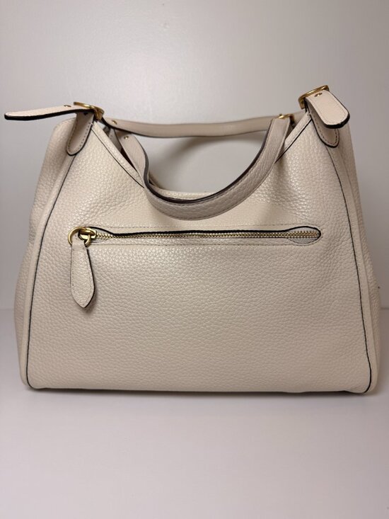 Coach Lori Shoulder Bag Cream Pebble Leather Gold Hardware Satchel Hobo Purse main image 8